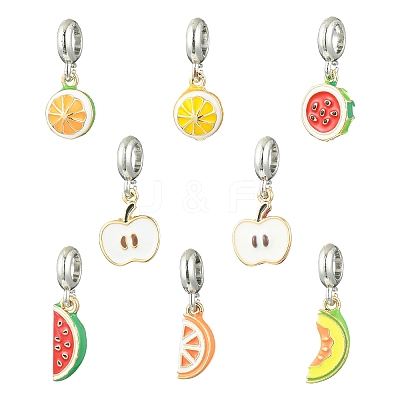8Pcs 8 Styles Alloy Enamel European Dangle Charms ENAM-CJ0007-04-1