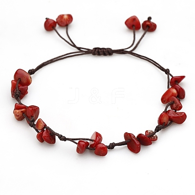 Synthetic Coral Braided Bead Bracelets PW-WG9F0E9-21-1