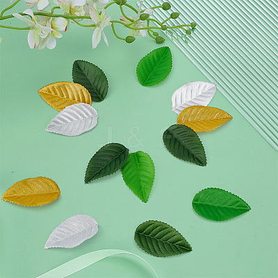 640Pcs 4 Colors Polyester Artificial Leaf DIY-BC0016-28-1