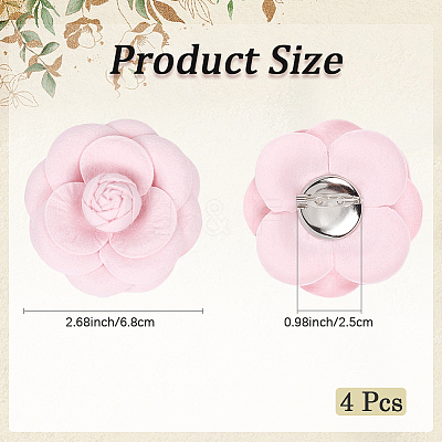 4Pcs Cloth Art Camelia Brooch Pins JEWB-CN0001-03E-1