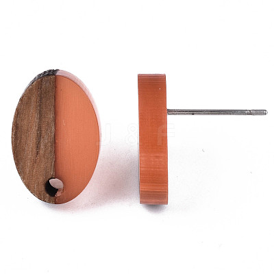 Resin & Walnut Wood Stud Earring Findings MAK-N032-004A-A05-1