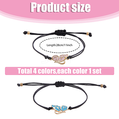 3 sets 3 colors Butterfly Alloy Enamel Link Bracelets Set BJEW-FI0001-09-1