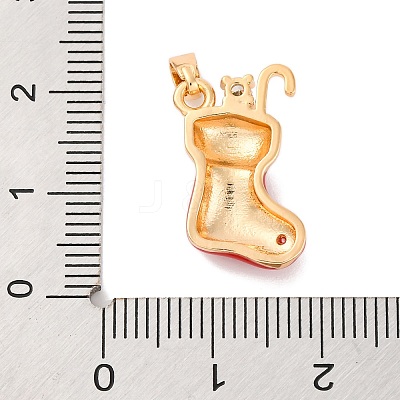 Christmas Theme Brass Micro Pave Cubic Zirconia Pendants KK-C076-24G-1