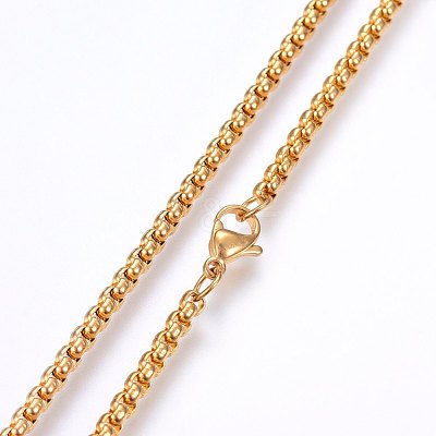 304 Stainless Steel Box Chain Necklaces NJEW-F227-09G-12-1