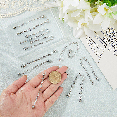 10Pcs 304 Stainless Steel Chains Bag Extender Chains HJEW-AR00034-1