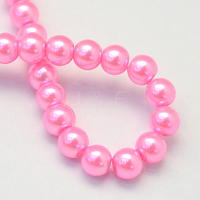 Baking Paint Pearlized Glass Pearl Round Bead Strands X-HY-Q330-8mm-68-1