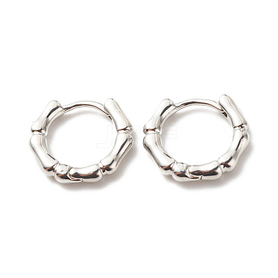 Brass Bamboo Shape Hoop Earrings for Women EJEW-G306-04P-1