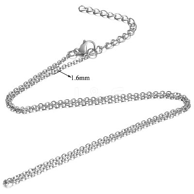 Non-Tarnish 304 Stainless Steel Cable Chain Necklace STAS-T040-PJ206-55-1