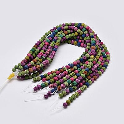 Natural Lava Rock Round Bead Strands G-I124-6mm-07-1