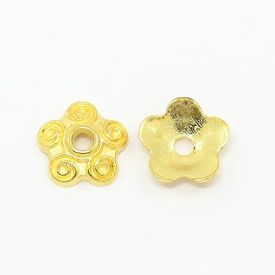 Tibetan Style Alloy Bead Caps TIBEB-EA478Y-G-FF-1