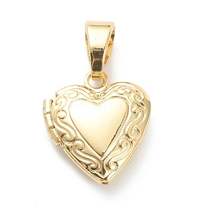 Brass Locket Pendants X-KK-P199-15G-1