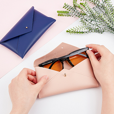 2Pcs 2 Colors PU Imitation Leather Envelope Glasses Bag FIND-GA0002-73-1