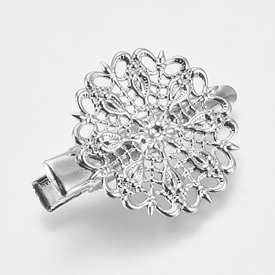 Rack Plating Hair Accessories Iron Alligator Hair Clip Findings MAK-WH0002-01P-1
