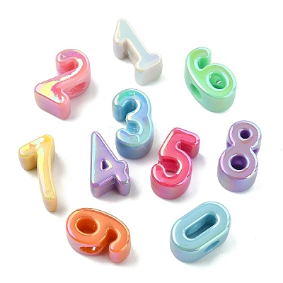 50Pcs 10 Styles Opaque UV Plating Acrylic Beads PACR-CJ0001-49-1