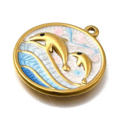 304 Stainless Steel Enamel Pendants STAS-Z163-21G-03-1