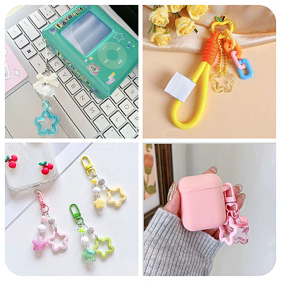 70Pcs 7 Colors Transparent Luminous Acrylic Pendants TACR-TA0001-65-1