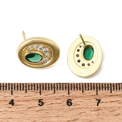 Brass Micro Pave Cubic Zirconia Stud Earrings EJEW-G471-13G-03-1