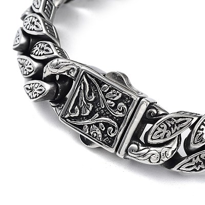 304 Stainless Steel Classic Retro Cuban Link Chains Bracelets for Men & Women BJEW-D031-15AS-1