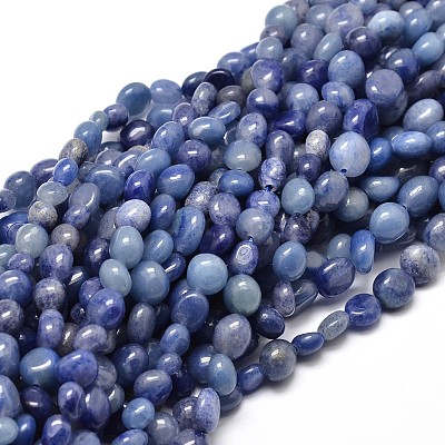 Natural Dyed & Heated Blue Aventurine Nuggets Beads Strands X-G-J335-34-1