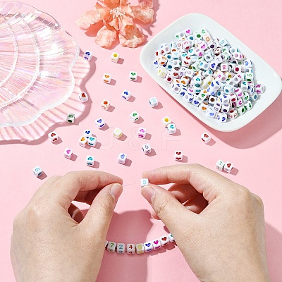 800Pcs 2 Styles Opaque White Acrylic Beads MACR-YW0003-31-1