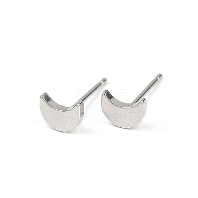 Brass Moon Stud Earrings for Women EJEW-G441-06A-P-1