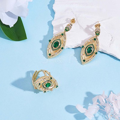 Green Cubic Zirconia Evil Eye Adjustable Rings JR925A-1