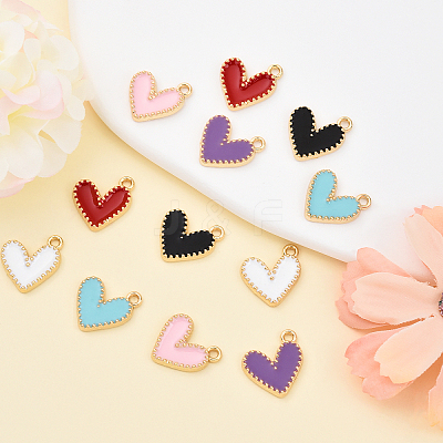 12Pcs 6 Colors Rack Plating Alloy Enamel Charms ENAM-YW0004-62-1