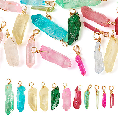 20Pcs Natural Dyed Quartz Pendants PALLOY-TAC0245-1