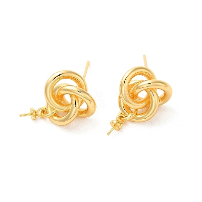 Brass Stud Earrings Findings EJEW-H128-03G-1