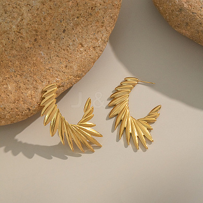 Stainless Steel C-shaped Angel Wing Stud Earrings SR8841-1-1