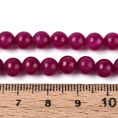 Dyed Natural Mashan Jade Round Beads Strands G-T139-6mm-67D-1