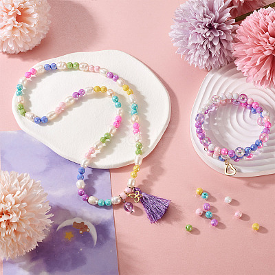 800Pcs 8 Colors Opaque Acrylic Beads MACR-PJ0001-05-1