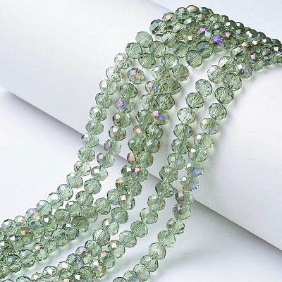 Electroplate Transparent Glass Beads Strands EGLA-A034-T2mm-F18-1