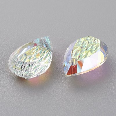 Embossed Glass Rhinestone Pendants GLAA-J101-05A-001AB-1
