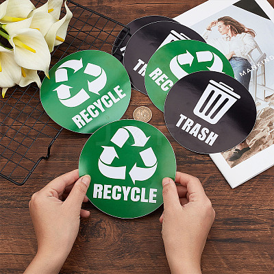 6Pcs 2 Styles PVC Garbage Recycle Trash sign stickers DIY-WH0043-40-1