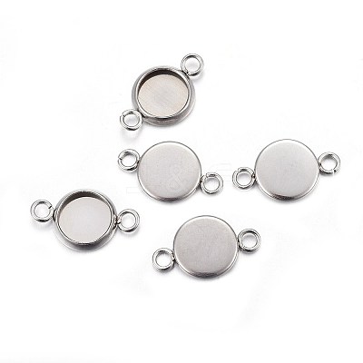 Non-Tarnish 304 Stainless Steel Cabochon Connector Settings X-STAS-F191-15P-A-1