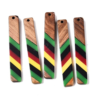 Jamaican Colour Epoxy Resin & Walnut Wood Pendants RESI-N039-122D-1