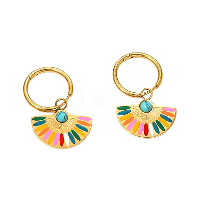 Alloy Enamel Fan Hoop Earrings FS-WGDB6C8-01-1