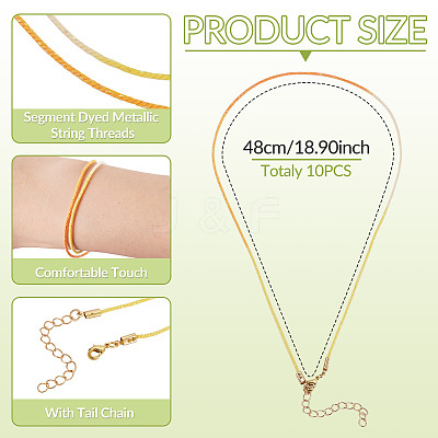 10Pcs Cotton & Metallic Cord Necklace Making NJEW-TAC0055-1
