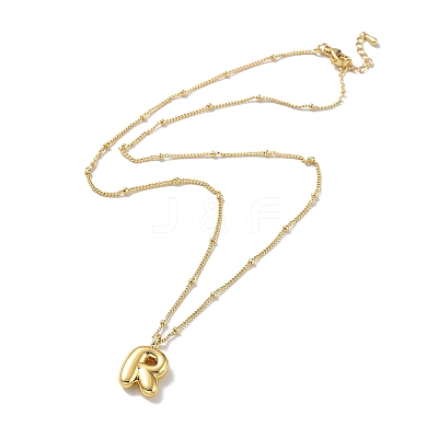 Initial Letter Brass Pendant Necklace NJEW-A015-21G-R-1