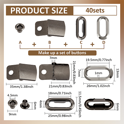 40Sets Iron Baseball Hat Cap Buckle Strap Clasp Clip Kit FIND-BC0014-10B-1