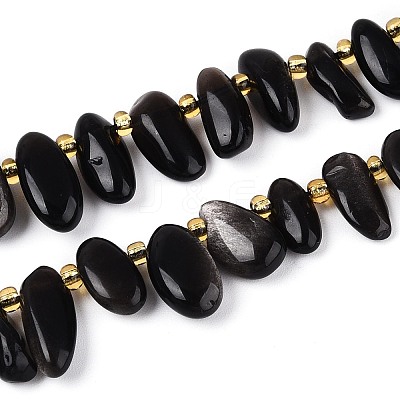 Natural Silver Sheen Obsidian Beads Strands G-Z091-A38-1