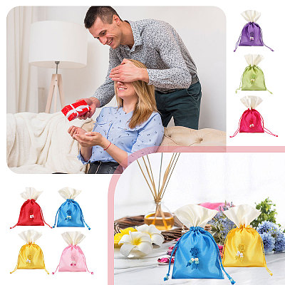 7Pcs 7 Colors Rectangle Cloth Sachet Packing Pouches ABAG-CA0001-19-1