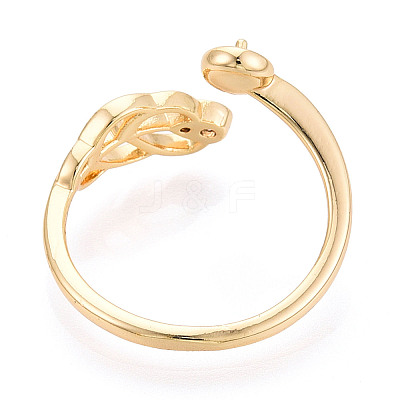 Leaf Brass Micro Pave Cubic Zirconia Cup Peg Ring Settings KK-N274-07G-1