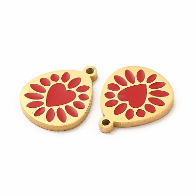 Ion Plating(IP) 304 Stainless Steel Enamel Pendants STAS-F291-04G-1