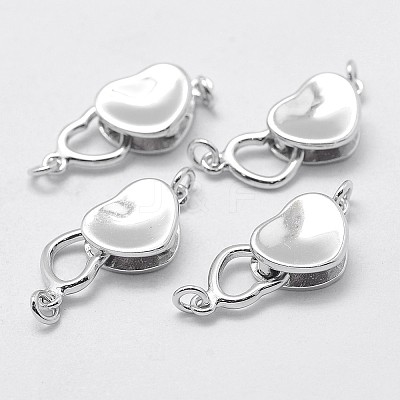 Anti-Tarnish Rhodium Plated 925 Sterling Silver Box Clasps STER-F037-073P-1