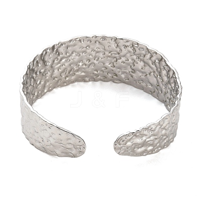 Non-Tarnish 304 Stainless Steel Textured Flat Cuff Bangles BJEW-G694-04P-1