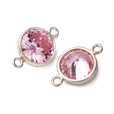 925 Streling Silver Pave Cubic Zirconia Birthstone Connector Charms STER-NH0001-80P-13-1
