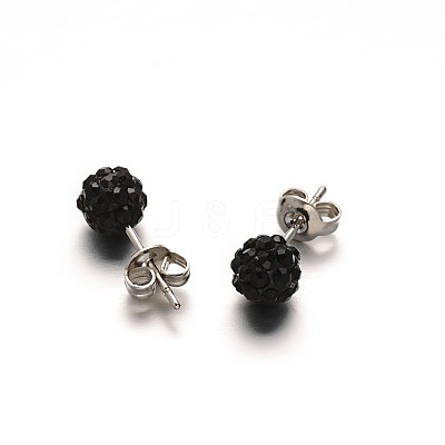 Polymer Clay Rhinestone Ball Stud Earrings EJEW-F0083-03H-1