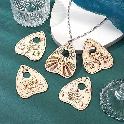 40Pcs 4 Styles Unfinished Wood Planchettes WOOD-CJ0001-76-1